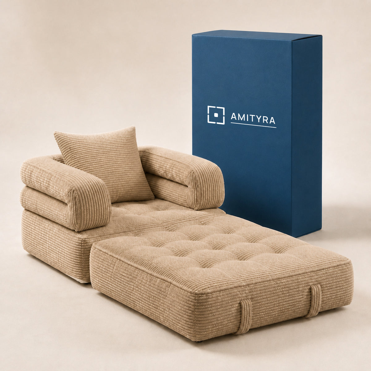 Amityra Foldable Cloud Sofa Bed — Beige