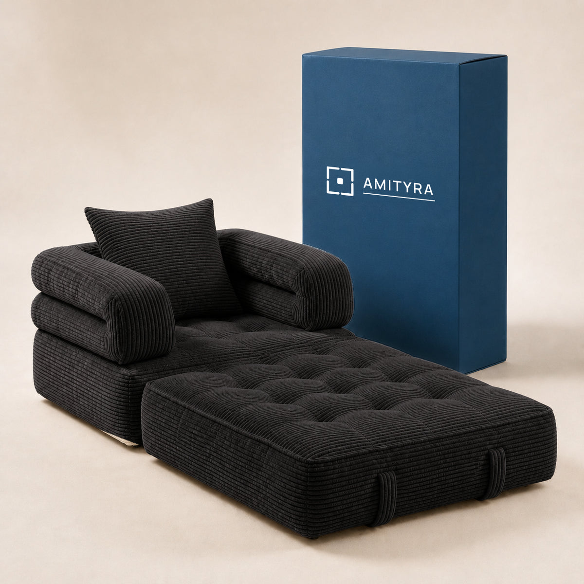 Amityra Foldable Cloud Sofa Bed — Black