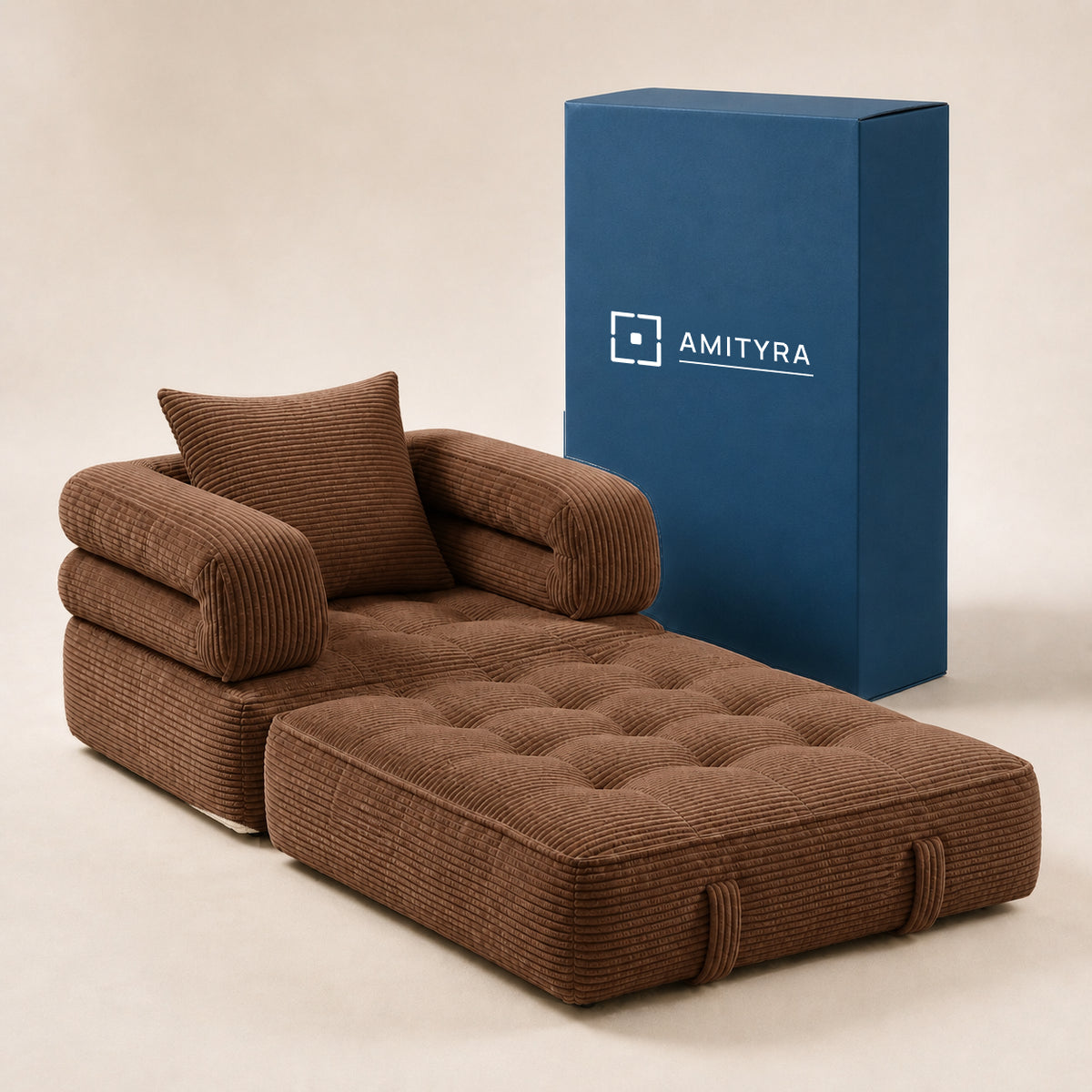 Amityra Foldable Cloud Sofa Bed — Brown