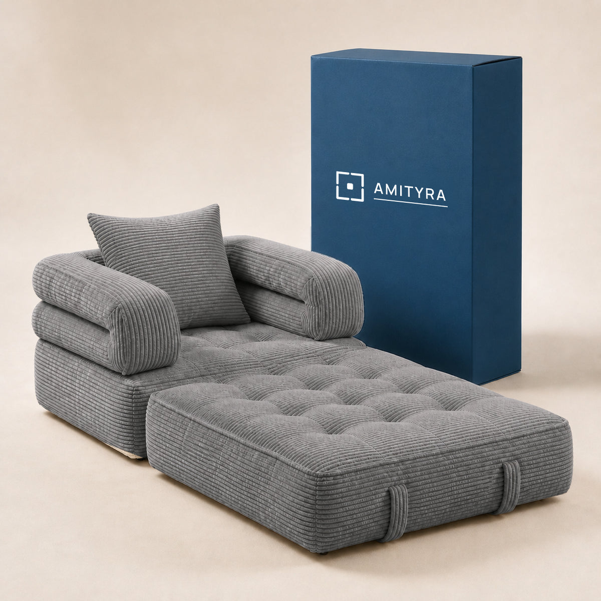 Amityra Foldable Cloud Sofa Bed — Gray