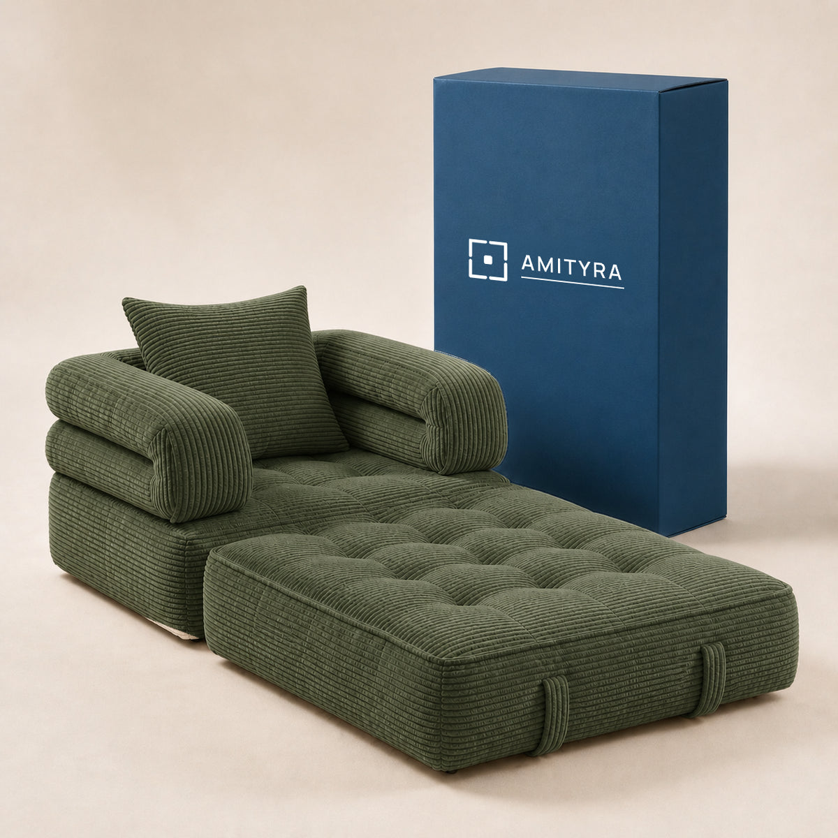 Amityra Foldable Cloud Sofa Bed — Green